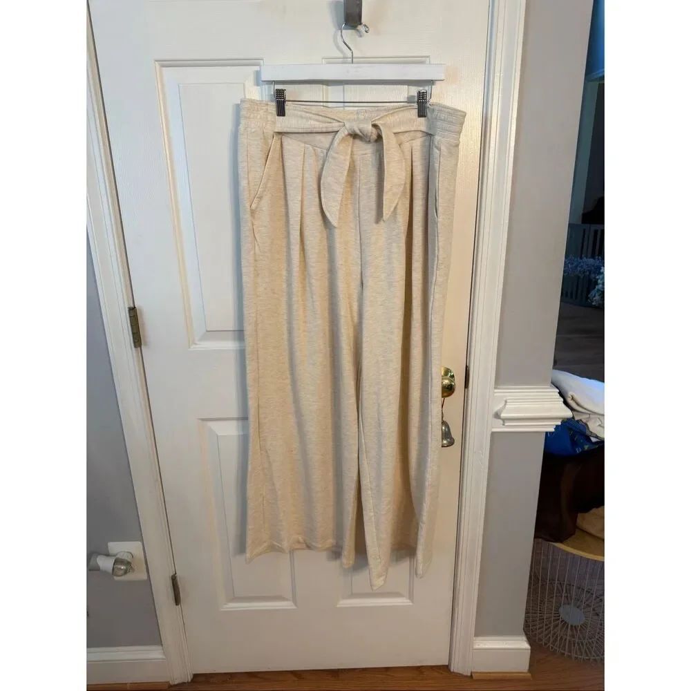Anthropologie Cream Space Dye Super Soft Belted Jersey Pull On Pants sz 1X NWOT